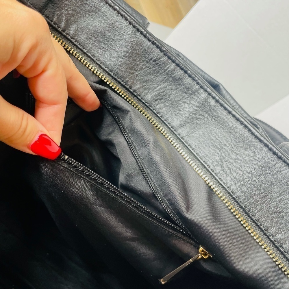 THE Honest Company Everything Tote Black Faux Leather Diaper Bag - Picture 9 of 16